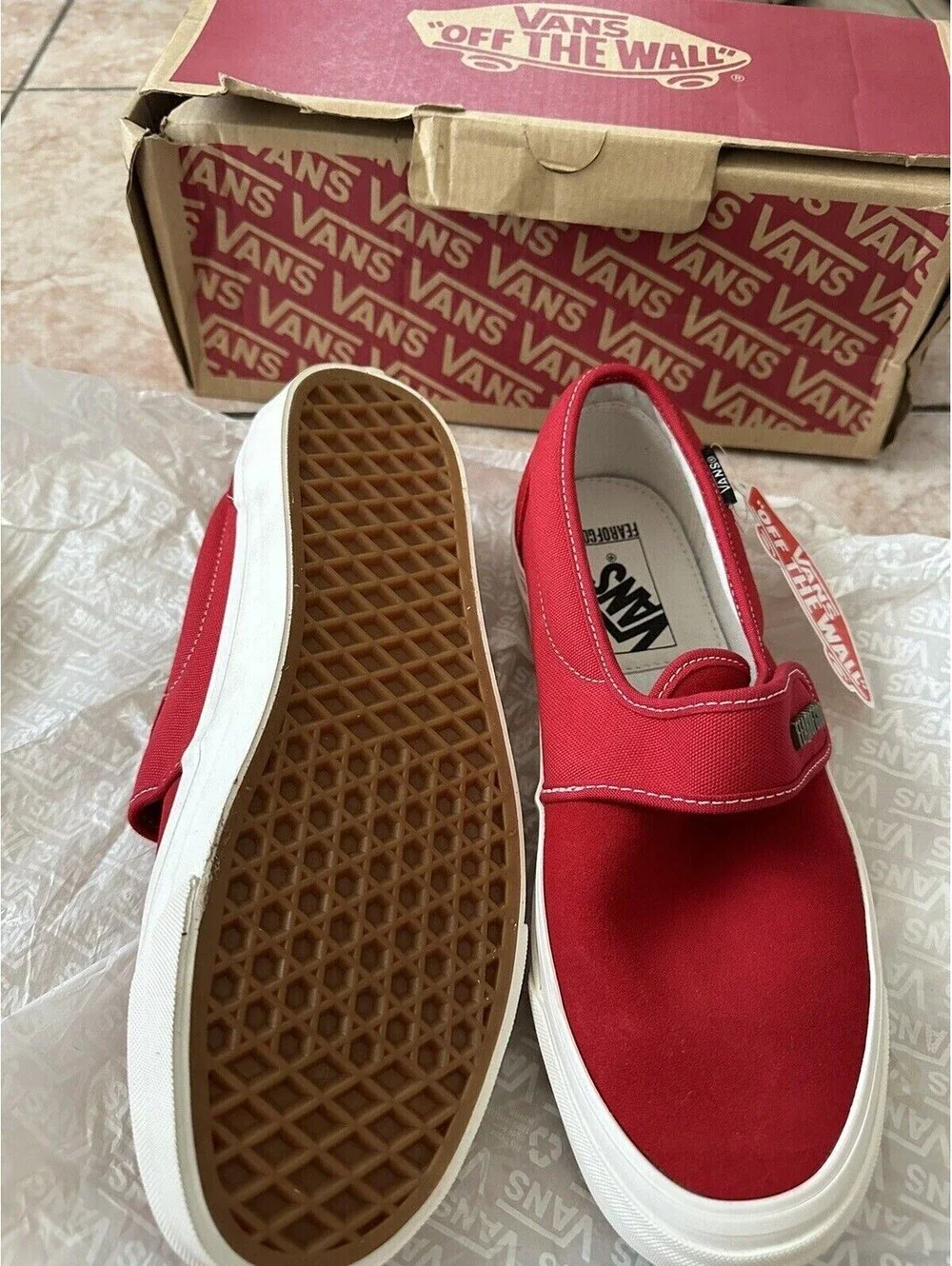 Vans Fear of God x Slip-On 47 DX 'Collection 2 Red' VN0A3J9FPQT Size 7 Men New